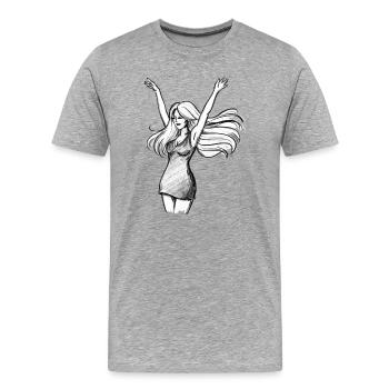 Dancing Woman Empowerment - Illustration - Men's Premium Organic T-Shirt - heather grey - Front - Damien (186cm)