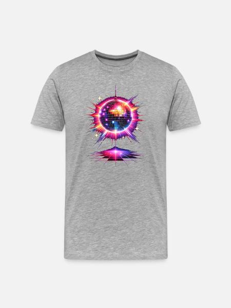 Disco Ball Neon 80s Design - Men's Premium Organic T-Shirt - heather grey