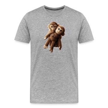 Punch & Stuffed Animal Monkey Viral Meme Soft Toy - Men's Premium Organic T-Shirt - heather grey - Front - Damien (186cm)
