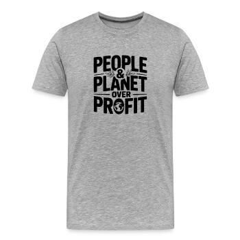 Personnes et planète sur le profit - T-shirt bio Premium Homme - gris chiné - Devant - Damien (186cm)
