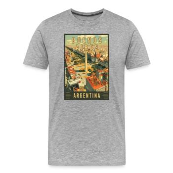 Découvrez la ville colorée de Buenos Aires, Argentine - T-shirt bio Premium Homme - gris chiné - Devant - Damien (186cm)