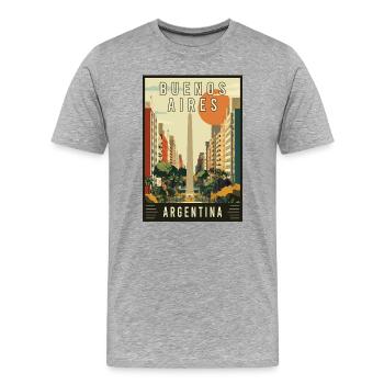 Découvrez la ville colorée de Buenos Aires en Argentine - T-shirt bio Premium Homme - gris chiné - Devant - Damien (186cm)