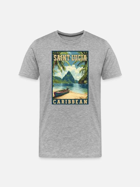 Experience Saint Lucia Caribbean Tropical Paradise - Men's Premium Organic T-Shirt - heather grey