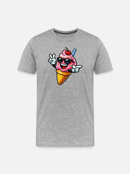 Sommereis mit Sonnenbrille - Männer Premium Bio T-Shirt - Grau meliert
