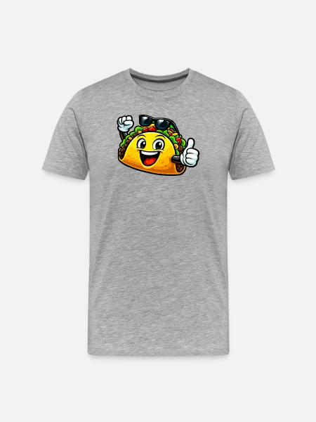 Fröhlicher Taco mit Sonnenbrille - Männer Premium Bio T-Shirt - Grau meliert