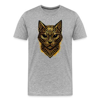 Art Déco Geometrische Katzen-Goldlinie - Männer Premium Bio T-Shirt - Grau meliert - Vorne - Damien (186cm)