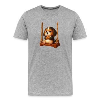 Balançoire de terrain de jeux de jeux animés Grumpy Beagle - T-shirt bio Premium Homme - gris chiné - Devant - Damien (186cm)