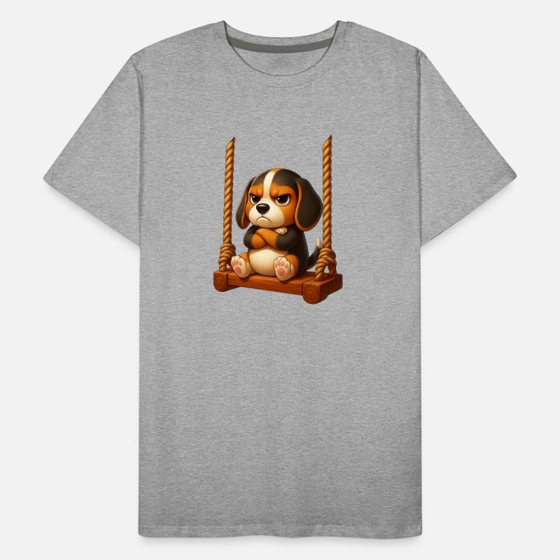 Grumpy Beagle Cartoon Dog Playground Swing Men's Premium Organic T-Shirt