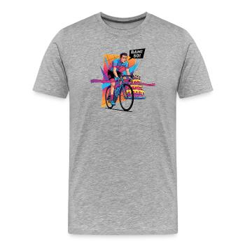 BAM ! 50e anniversaire Cycliste Pop Art - T-shirt bio Premium Homme - gris chiné - Devant - Damien (186cm)