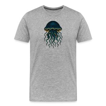 Leuchtende Qualle in Neon-Tönen - Männer Premium Bio T-Shirt - Grau meliert - Vorne - Damien (186cm)