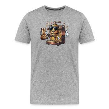 Lunettes de soleil robot brasseurs en laiton - T-shirt bio Premium Homme - gris chiné - Devant - Damien (186cm)