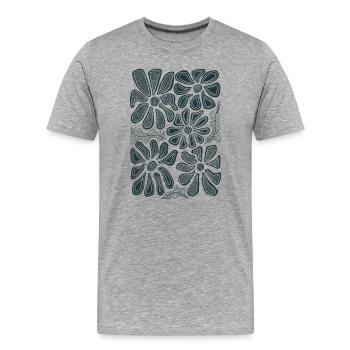Doodle Daisy Bloom Floral Sketch - Men's Premium Organic T-Shirt - heather grey - Front - Damien (186cm)