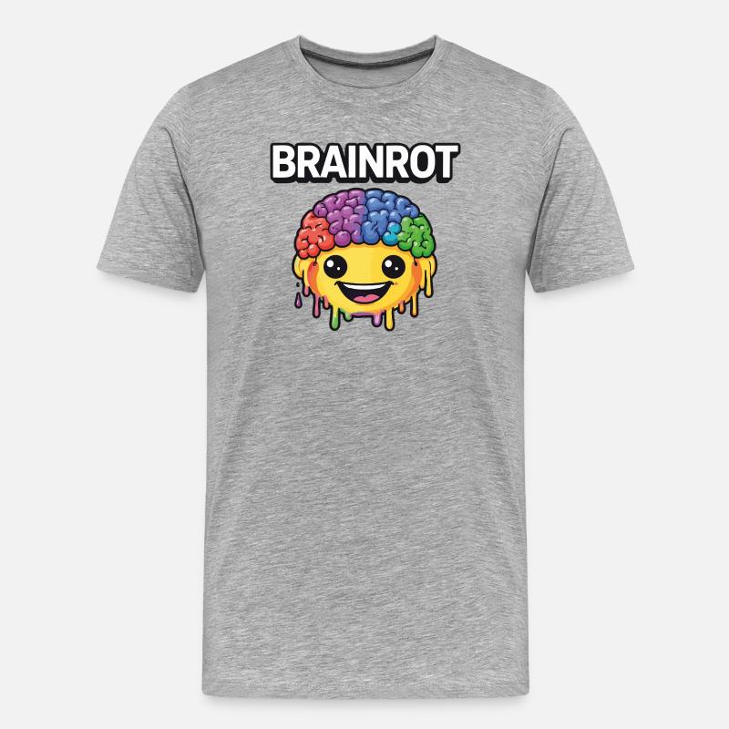 Brainrot Rainbow Smile - Männer Premium Bio T-Shirt - Grau meliert
