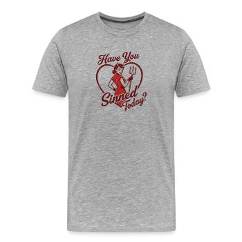 T-shirt Devil Humor pour les fans de Provocation - T-shirt bio Premium Homme - gris chiné - Devant - Damien (186cm)