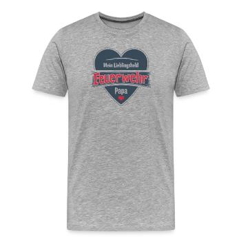 Firefighter Dad My Favorite Hero Gift - Men's Premium Organic T-Shirt - heather grey - Front - Damien (186cm)