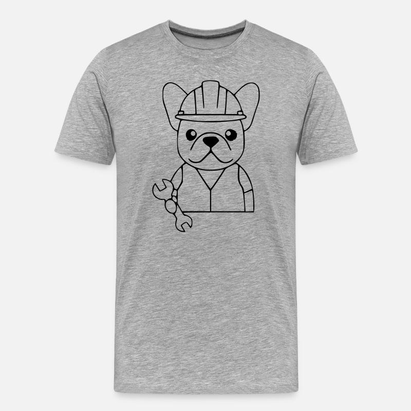 Frenchie Mechaniker Werkzeug - Männer Premium Bio T-Shirt - Grau meliert