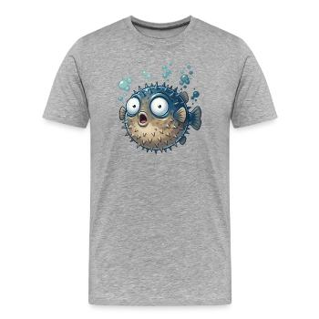Moment de choc du poisson-globe - T-shirt bio Premium Homme - gris chiné - Devant - Damien (186cm)