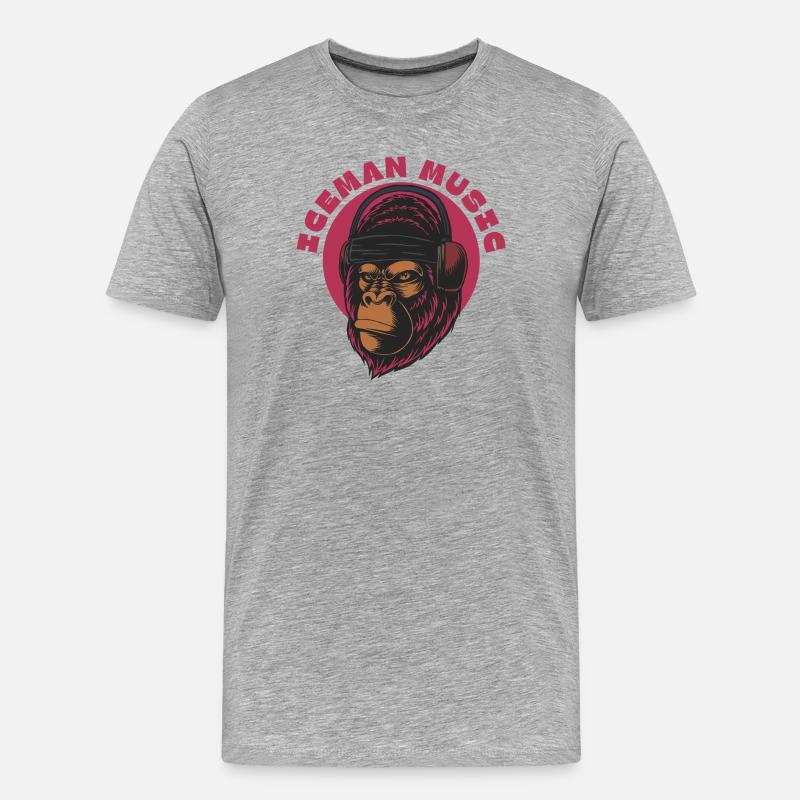 Darts Gorilla Beats Magenta - Männer Premium Bio T-Shirt - Grau meliert