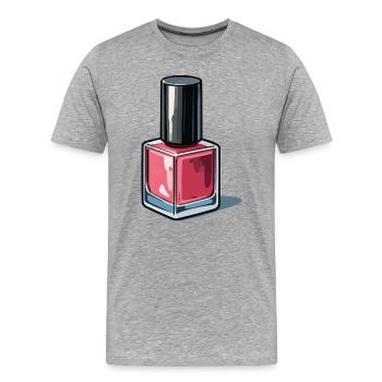 Pastel Pink Nail Polish Bottle - Men's Premium Organic T-Shirt - heather grey - Front - Damien (186cm)