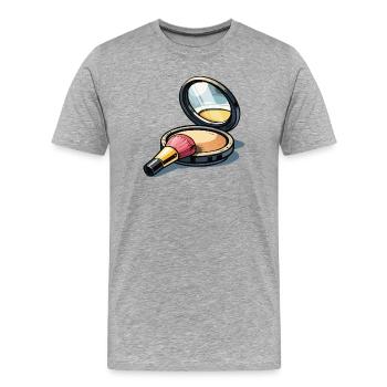 Puderpinsel Illustration Make-up - Männer Premium Bio T-Shirt - Grau meliert - Vorne - Damien (186cm)