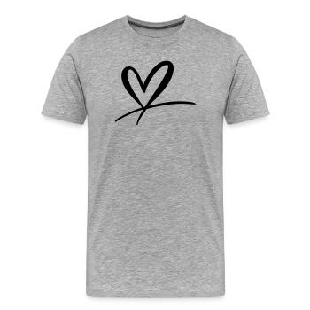 Herz - Männer Premium Bio T-Shirt - Grau meliert - Vorne - Damien (186cm)