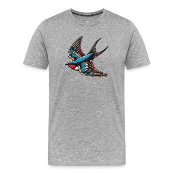Swallow bird blue red plumage and tan wings - Men's Premium Organic T-Shirt - heather grey - Front - Damien (186cm)