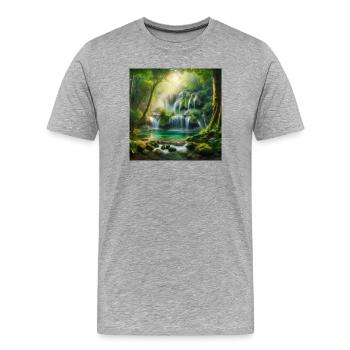 Cascade des rêves - T-shirt bio Premium Homme - gris chiné - Devant - Damien (186cm)