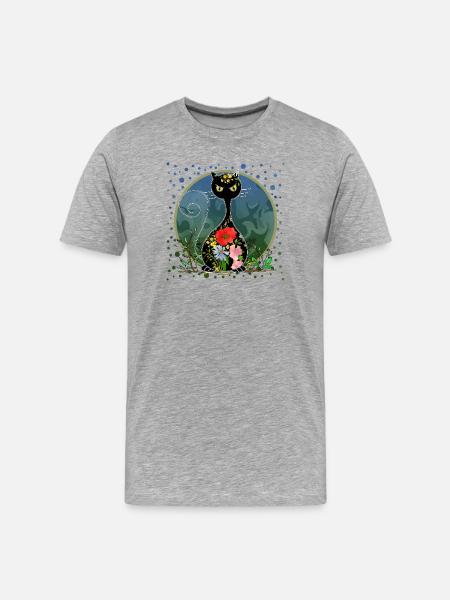 chat - T-shirt bio Premium Homme - gris chiné
