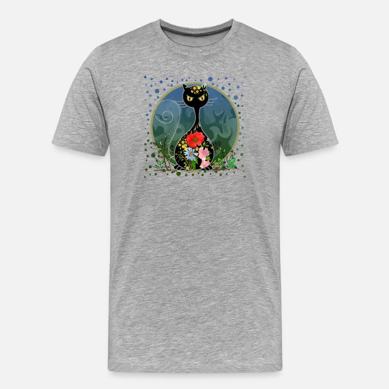 Katze - Männer Premium Bio T-Shirt - Grau meliert