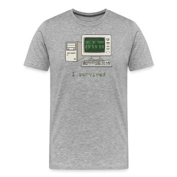 Ich habe Y2K überlebt - Männer Premium Bio T-Shirt - Grau meliert - Vorne - Damien (186cm)