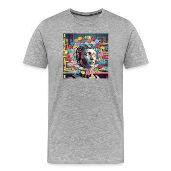 Android with brain satellites - Men's Premium Organic T-Shirt - heather grey - Front - Damien (186cm)