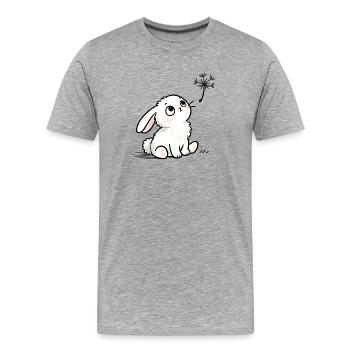 White rabbit with dreamy eyes and dandelion - Men's Premium Organic T-Shirt - heather grey - Front - Damien (186cm)