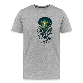 Leuchtende Qualle Tiefsee Neon - Männer Premium Bio T-Shirt - Grau meliert - Vorne - Damien (186cm)