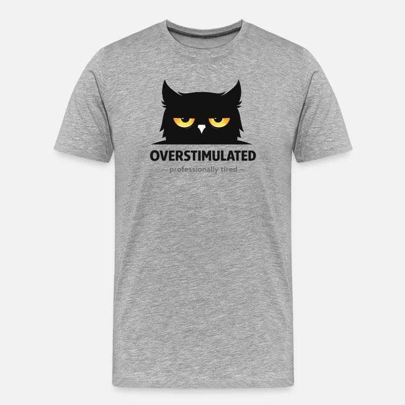 Überstimulierte Eule: Beruflich müde - Männer Premium Bio T-Shirt - Grau meliert