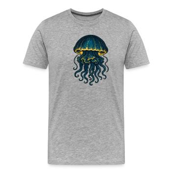 Leuchtende Tiefseequalle Galaxis - Männer Premium Bio T-Shirt - Grau meliert - Vorne - Damien (186cm)