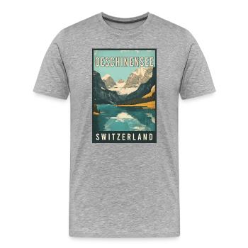 Discover Alpine Gem Oeschinensee in Switzerland - Men's Premium Organic T-Shirt - heather grey - Front - Damien (186cm)