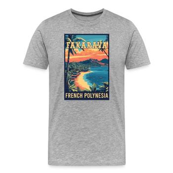 Entdecken Sie tropische Fakarava in Französisch-Polynesien - Männer Premium Bio T-Shirt - Grau meliert - Vorne - Damien (186cm)