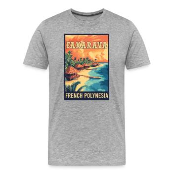 Erleben Sie tropisches Fakarava in Französisch-Polynesien - Männer Premium Bio T-Shirt - Grau meliert - Vorne - Damien (186cm)