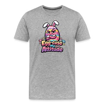 Egg-Cuse My Attitude Easter - T-shirt bio Premium Homme - gris chiné - Devant - Damien (186cm)