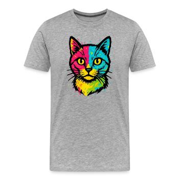 Chat Pop Art - Wildstyle Splatter Graffiti Streetw - T-shirt bio Premium Homme - gris chiné - Devant - Damien (186cm)