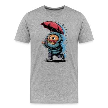  Lustiger Burger Im Regen Mit Regenschirm Und - Männer Premium Bio T-Shirt - Grau meliert - Vorne - Damien (186cm)