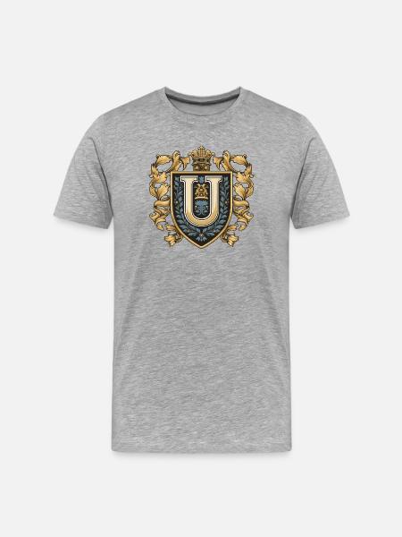 U Letter Name Crown - Men's Premium Organic T-Shirt - heather grey