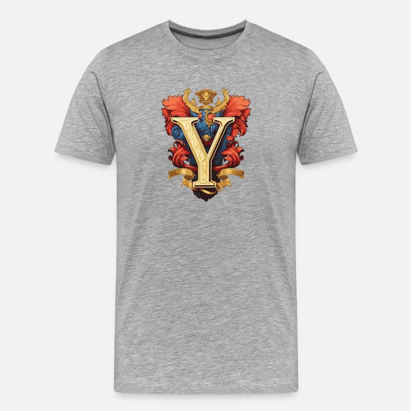 Y Buchstabe Name Krone - Männer Premium Bio T-Shirt - Grau meliert