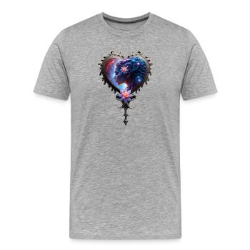 Sternherz mit Lotusblume - Männer Premium Bio T-Shirt - Grau meliert - Vorne - Damien (186cm)