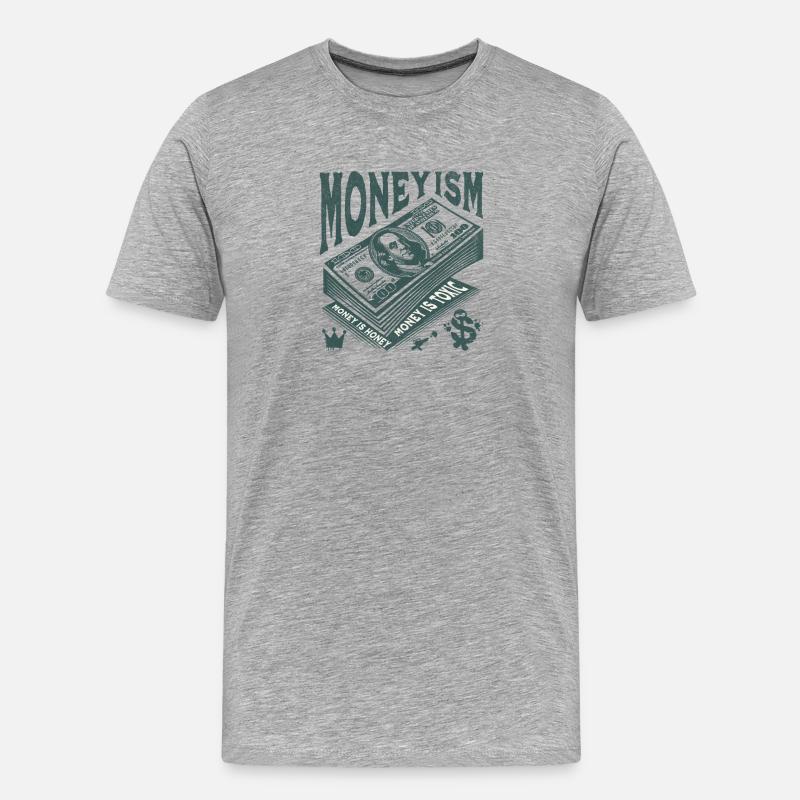 Money Is King Stack Artwork - Männer Premium Bio T-Shirt - Grau meliert