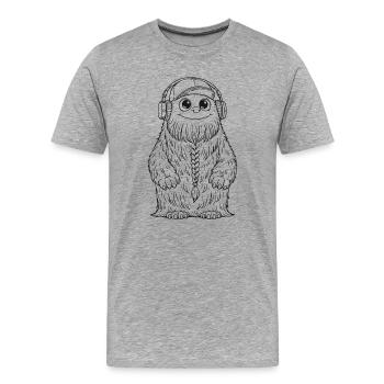 Fluffo with braid front - Fluffonster design black - Men's Premium Organic T-Shirt - heather grey - Front - Damien (186cm)