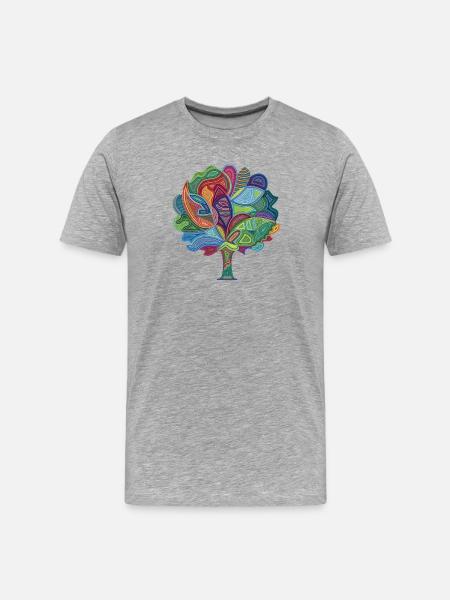 Farbenzauber-Baum - Männer Premium Bio T-Shirt - Grau meliert
