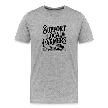 Soutenir les agriculteurs locaux - T-shirt bio Premium Homme - gris chiné - Devant - Damien (186cm)