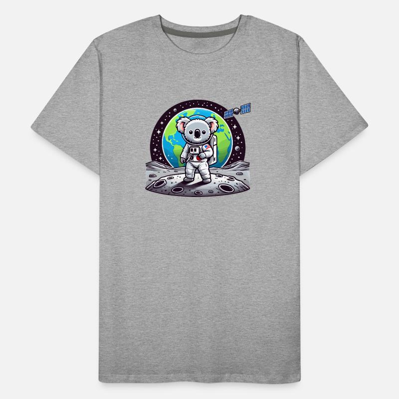 Astronaute koala sur le sol lunaire T-shirt bio Premium Homme