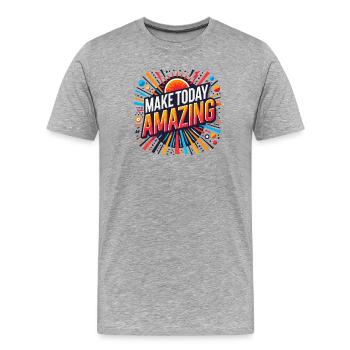 Faites d’aujourd’hui un burst incroyable - T-shirt bio Premium Homme - gris chiné - Devant - Damien (186cm)